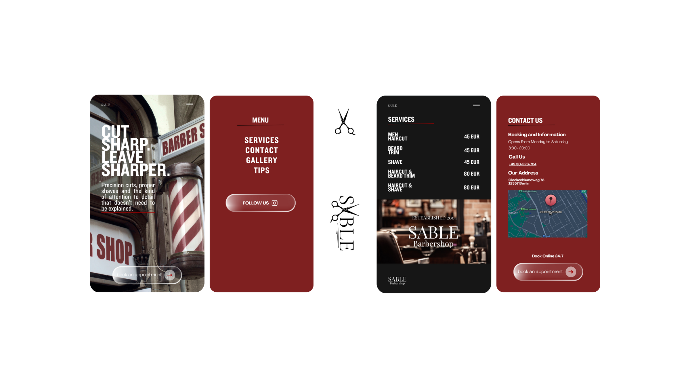Machwerk Barber Shop Website Design - Modernes responsive Webdesign mit klassischem Barber-Look, Service-Übersicht und Kontaktmöglichkeiten